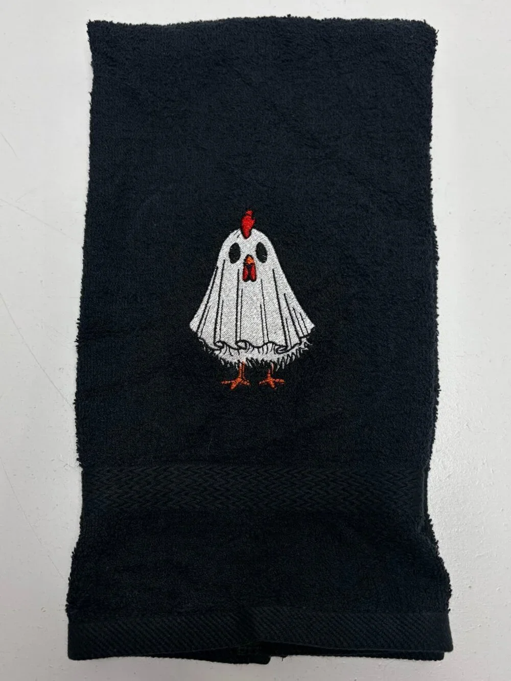 Halloween Towels Embroidered Hand Towel Set Funny Holiday Bathroom Ghost Chicken
